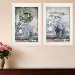 Set Of Two Where There is Love  White Framed Print Wall Art