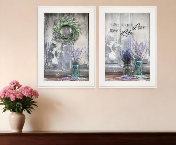 Set Of Two Where There is Love  White Framed Print Wall Art