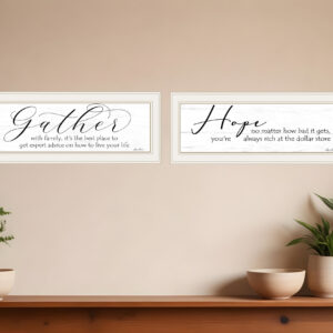 Set Of Two Gather Together  White Framed Print Wall Art