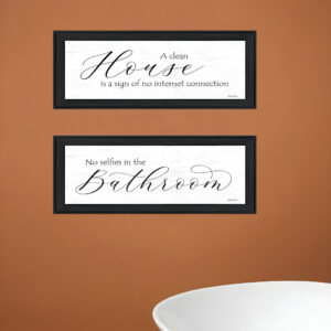Set Of Two Household Humor  Black Framed Print Bathroom Wall Art