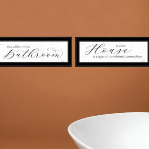 Set Of Two Household Humor  Black Framed Print Bathroom Wall Art