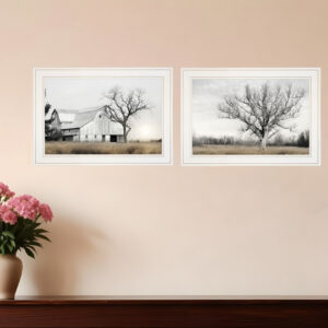Set Of Two Ohio Fields I  White Framed Print Wall Art