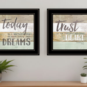 Set Of Two Trust in the Lord Black Framed Print Wall Art