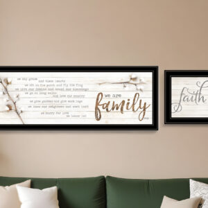 Set Of Two We are Family  Black Framed Print Wall Art