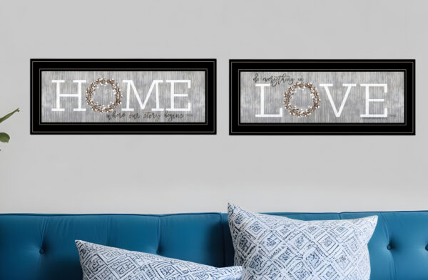Set Of Two Where Our Story Begins  Black Framed Print Wall Art