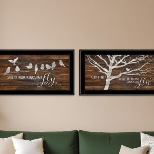 Set Of Two Spread Your Wings  Black Framed Print Wall Art