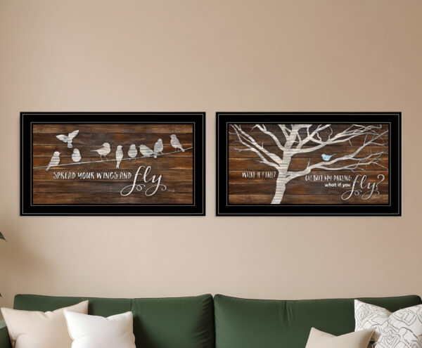 Set Of Two Spread Your Wings  Black Framed Print Wall Art
