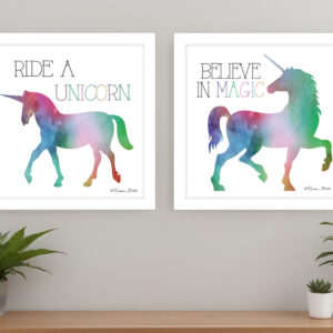 Set Of Two Believe in Magic White Framed Print Wall Art