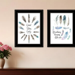 Set Of Two Good Vibes  Black Framed Print Wall Art