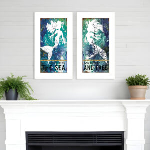 Set Of Two Under The Sea  White Framed Print Wall Art