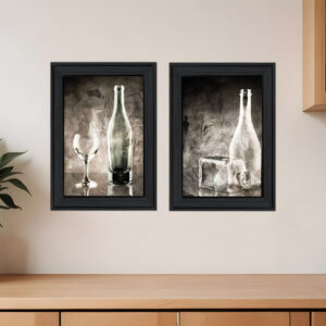 Set Of Two Moody Gray Glassware Still Life  Black Framed Print Kitchen Wall Art