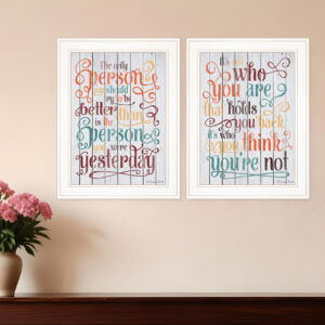 Set Of Two The Only Person  White Framed Print Wall Art