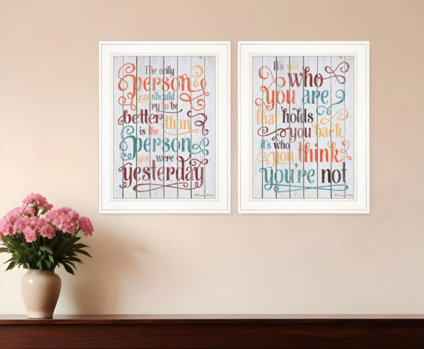 Set Of Two The Only Person  White Framed Print Wall Art