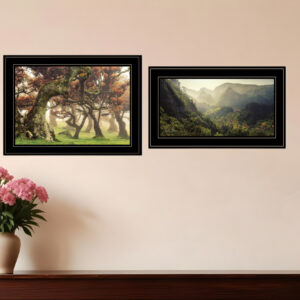 Set Of Two The Land of Hobbits  Black Framed Print Wall Art