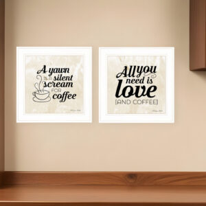 Set Of Two All You Need is Coffee  White Framed Print Wall Art