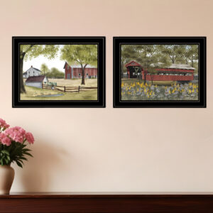 Set Of Two The Spring House  Black Framed Print Wall Art