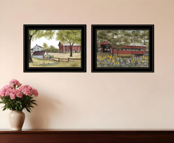 Set Of Two The Spring House  Black Framed Print Wall Art
