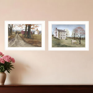 Set Of Two The Road Home  White Framed Print Wall Art