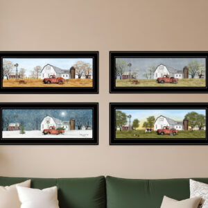 Set Of Four Billy Jacobs Four Seasons Collection V Black Frame  Black Framed Print Wall Art