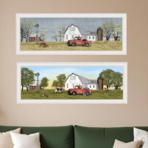 Set Of Two Billy Jacobs Summer or Spring Seasonal White Frame White Framed Print Wall Art