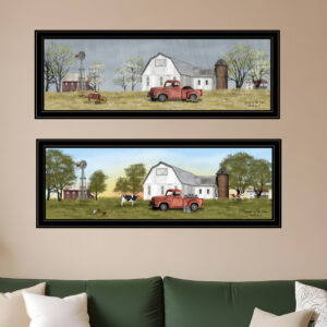 Set Of Two Billy Jacobs Summer or Spring Seasonal Black Frame Black Framed Print Wall Art