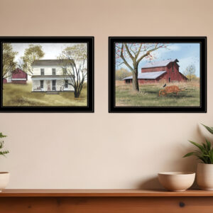 Set Of Two End of Summer  Black Framed Print Wall Art