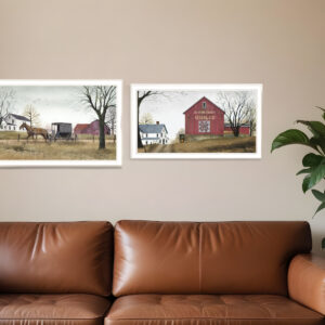 Set Of Two Goin to Market  White Framed Print Wall Art