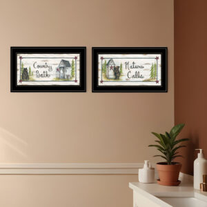 Set Of Two Nature Calls  Black Framed Print Bathroom Wall Art