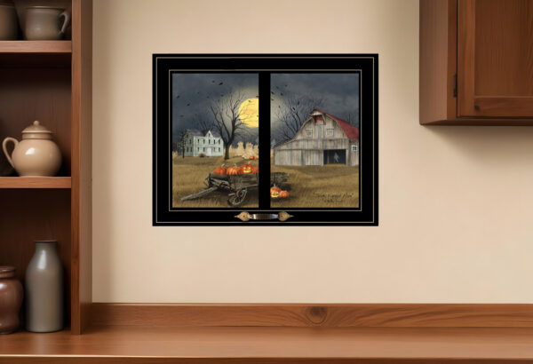 Spooky Harvest Moon  Black Framed Print Kitchen Wall Art