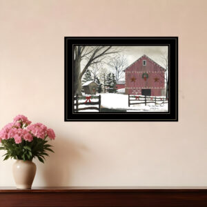 Christmas Barn  Black Framed Print Wall Art