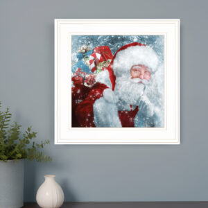 Santa with Presents  White Framed Print Wall Art
