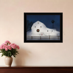 Christmas Starry Night  Black Framed Print Wall Art