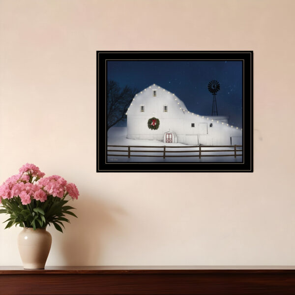 Christmas Starry Night  Black Framed Print Wall Art