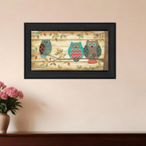 Three Wise Owls  Black Framed Print Wall Art