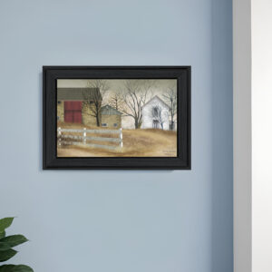 Old Stone Barn Black Framed Print Wall Art