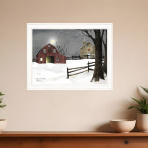 Light in the Stable  White Framed Print Wall Art