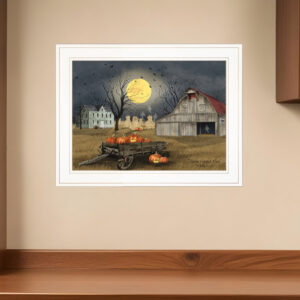 Spooky Harvest Moon  White Framed Print Kitchen Wall Art