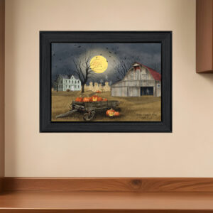Spooky Harvest Moon  Black Framed Print Kitchen Wall Art