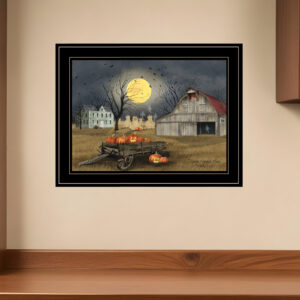 Spooky Harvest Moon  Black Framed Print Kitchen Wall Art