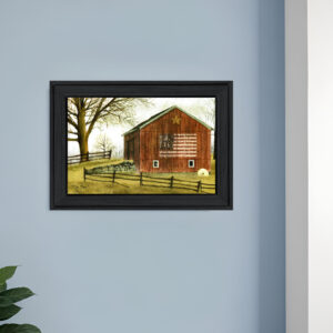 Flag Barn  Black Framed Print Wall Art
