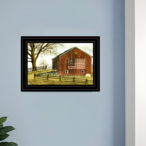 Flag Barn  Black Framed Print Wall Art