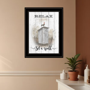 Relax Sit a Spell  Black Framed Print Wall Art