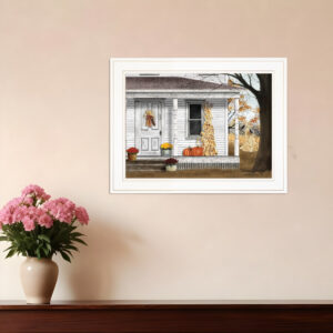 Autumn Greetings  White Framed Print Wall Art