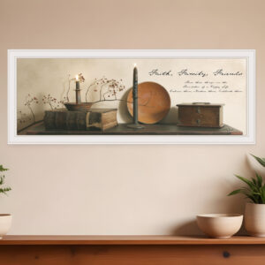 Faith Family Friends  White Framed Print Wall Art