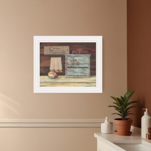 Clean Towels  White Framed Print Bathroom Wall Art