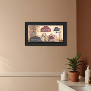 Country Bath  Black Framed Print Bathroom Wall Art