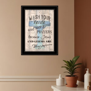 Wash Your Hands  Black Framed Print Bathroom Wall Art