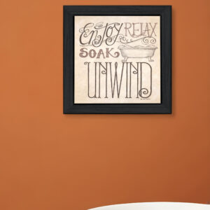Soak and Relax  Black Framed Print Bathroom Wall Art