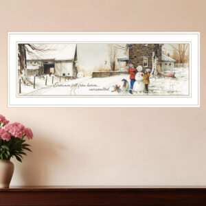Snowmen from Heaven  White Framed Print Wall Art