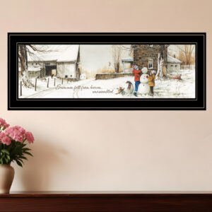 Snowmen from Heaven  Black Framed Print Wall Art